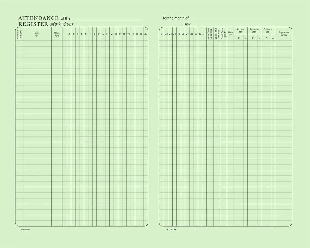 Trison Attendance Register