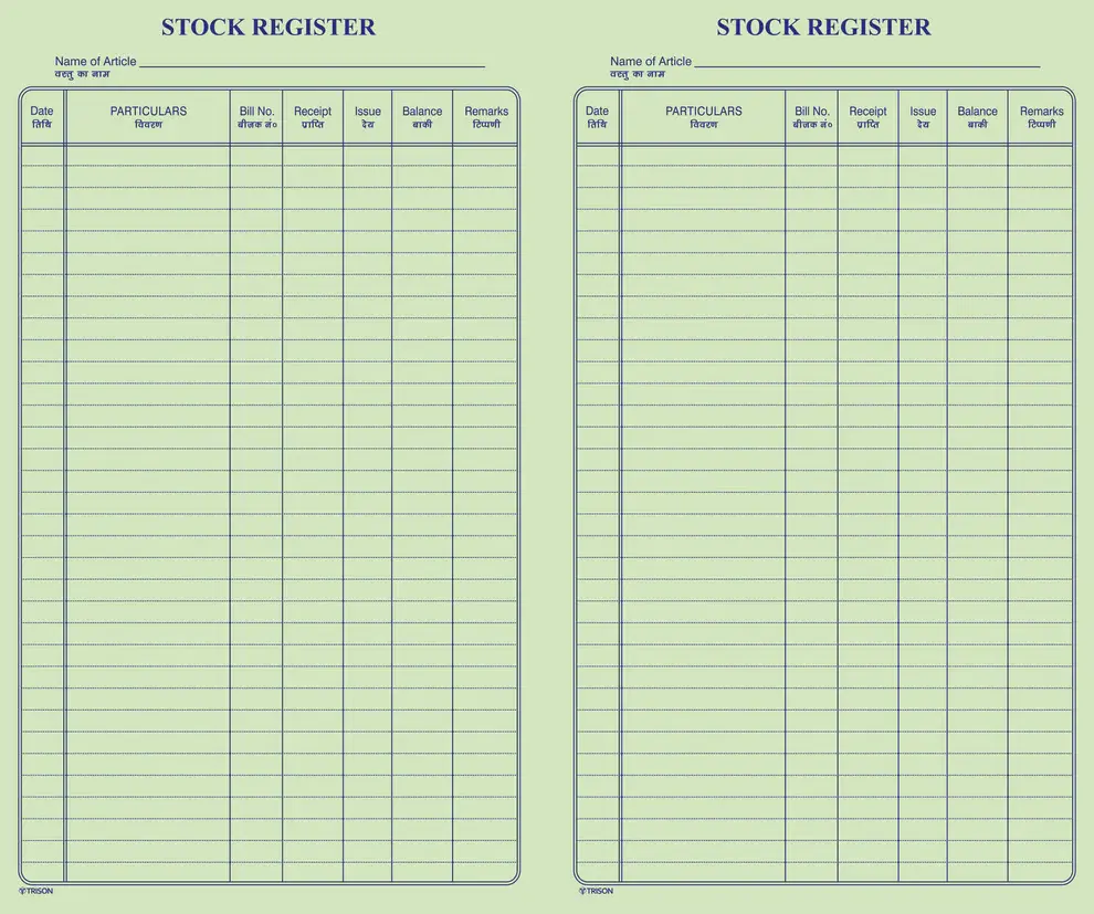 Trison Stock Register